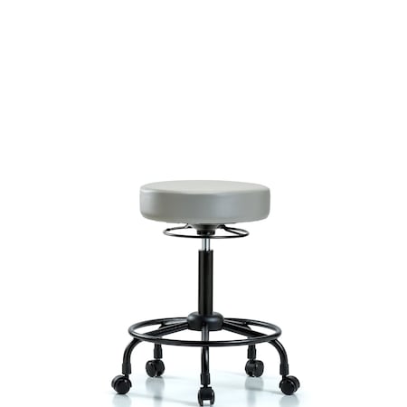 Vinyl Stool without Back-Medium Bench Height with RT Base and Casters in Dove Trailblazer Vinyl