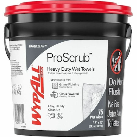 Wypall Waterless Industrial Cleaning Wipes (91371), Heavy Duty Moist Wipes, 75 Sheets / Container