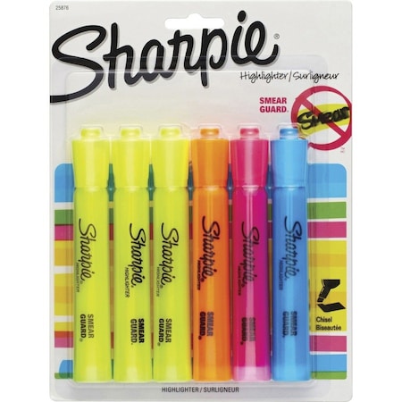 Highlighter, Standard, Assorted, PK6