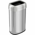 16 gal Oval Trash Can, Silver, Open Top, Stainless Steel, 11.5 in