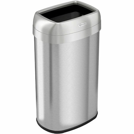 16 gal Oval Trash Can, Silver, Open Top, Stainless Steel, 11.5 in