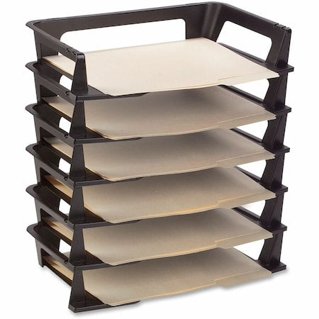 File Holder, Black, Plastic, 9 in W, 15 15/64 in L, 2 3/4 in H, 9.1" D, 6 Number of Compartments