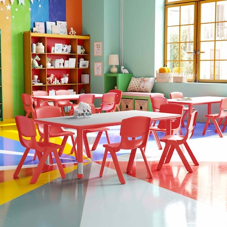Rectangle Table Set, Plastic, Steel, Grey