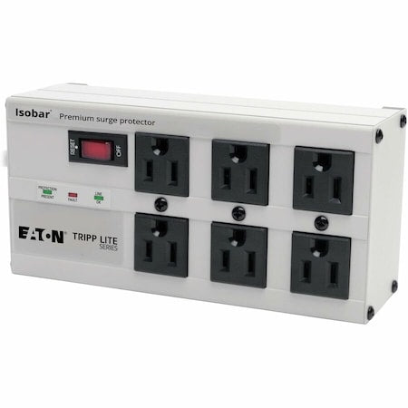 Outlet Strip, Surge, 6 5-15R, 5-15P, 6 ft., Light Gray