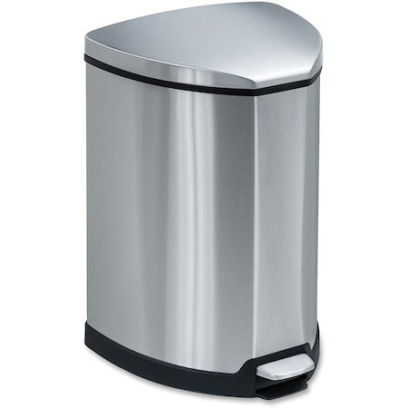 4 gal. Stainless Steel, Rigid Plastic Half-Round Wastebasket, Silver