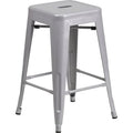 24" High Backless Silver Counter Height Stool