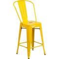 24" High Yellow Metal Counter Height Stool w/Back