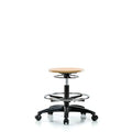 Wood Stool - Medium Bench Height with Chrome Foot Ring and Casters