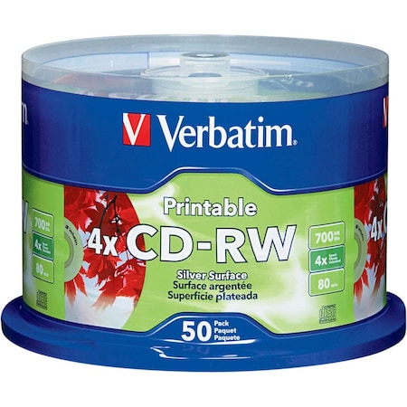 CD-RW Disc, Silver, 700MB Cap., PK50