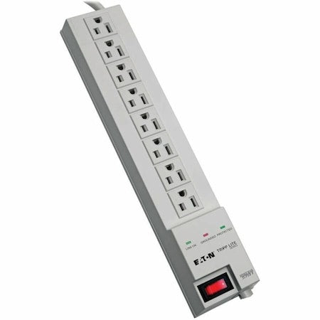 Power Strip, Right Angled, 5-15R, 5-15P, 8 ft., Light Gray