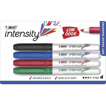 Dry Erase Marker, Fine, Assorted, PK4