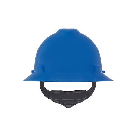 V-Gard Slotted Full Brim Hard Hat, Fas-Trac III Suspension, Type I, Class E, Blue