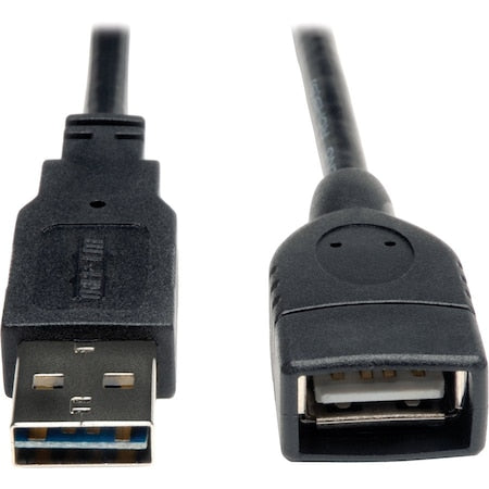 Reversible USB Extension Cable, Blck, 1 ft