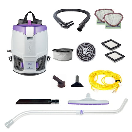GoFit 3, 3 qt. Backpack Vacuum w/ Xover Multi-Surface Telescoping Wand Tool Kit