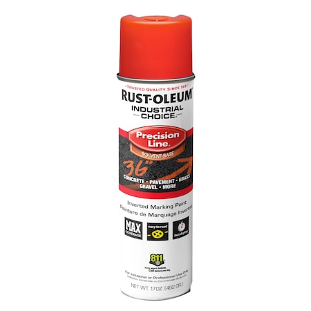 Precision Line Marking Paint, Inverted, Fluorescent Red, 17 oz