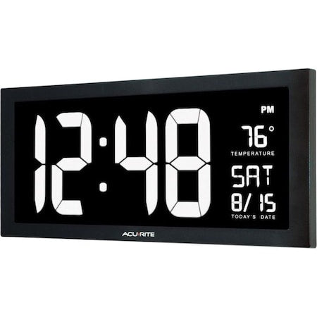 Digital Led Wall Clock, w/In Temp