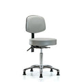 Rutledge Vin Stool with Back Chrome-Med Bench Height with Stat Glides in Dove Trailblazer Vin