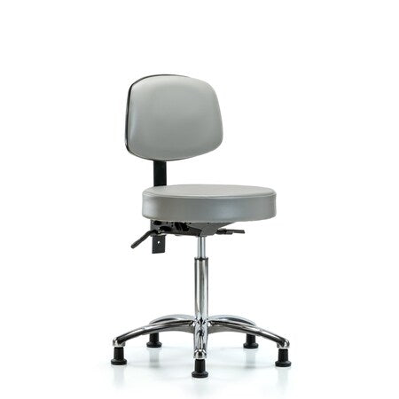 Rutledge Vin Stool with Back Chrome-Med Bench Height with Stat Glides in Dove Trailblazer Vin