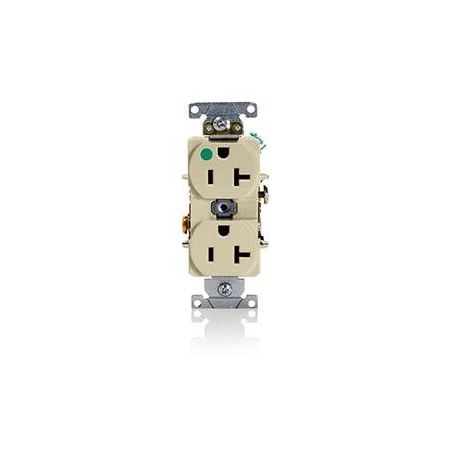Straight Blade Receptacle, 5-20R, 20 A, 125V AC, 2 Pole, 3 Wire, Flush Mount, Grounded