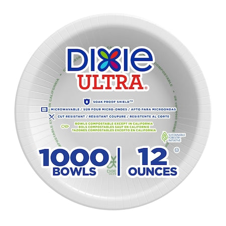 Dixie, Bowls, White, Hvy, 12oz, SXB12W, PK1000