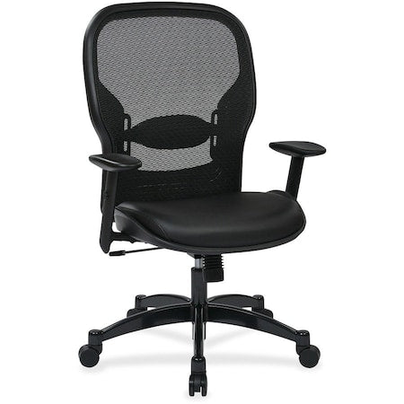 Managerial Chair Managers Chair, Adjustable Arms, 19-1/4" TO 23-1/4" Height, Leather, Black