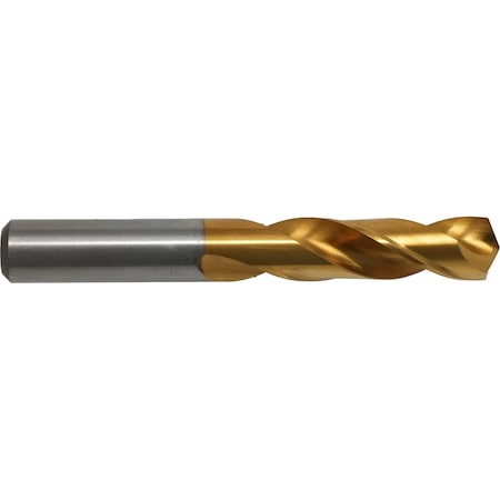 Screw Machine Drill Bit, 1/2 in Size, 135 Degrees Point Angle, Cobalt, TiN Finish, Straight Shank