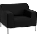 Hercules Definity Chair, Black Back, 36 in W 31" L 29-1/4" H, Track, Leather Seat