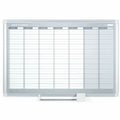 Calendar Planning Board, Steel, 26 in, 42 1/2 in, Aluminum Frame, White/Gray, Matte