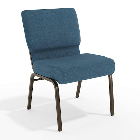 Hercules Church Chair, Blue Back, 21-1/4 in W 25" L 33" H, Fabric Seat