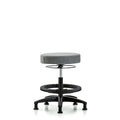 Rutledge Fab Stool without Back-Medium Bench Height with Black Foot RingandStat Glides in Gray Fab