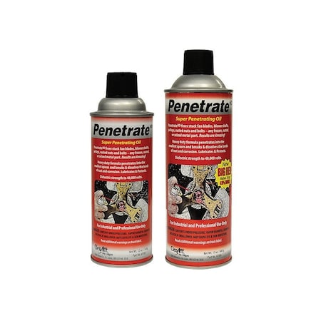 Penetrating Lubricant, 17 oz, Aerosol Spray Can, Petroleum Distillates Base, 122 Degrees F Max Op Temp, Not Rated, Red