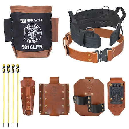Belt, Toolbelt System, Ironworker, Complete, XL, Brown/Black, Leather, Steel, Brass, 9 Pockets