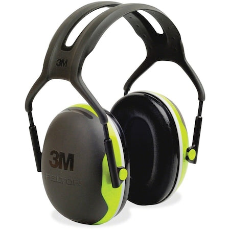 Peltor X4 Over-the-Head Earmuffs, Dielectric, Passive, NRR 27 dB, Foam, Black/Chartreuse