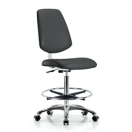 Clean Room Chair 26" to 35-1/2" Height, Vinyl, Charcoal