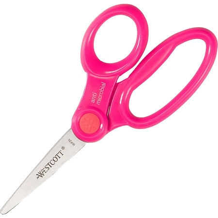 Scissors, 5" Kids Plastic Handle with Anti-Microbial - Pointed
