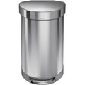 12 gal Round Step-On Can, Brushed, Stainless Steel, 15.7 in