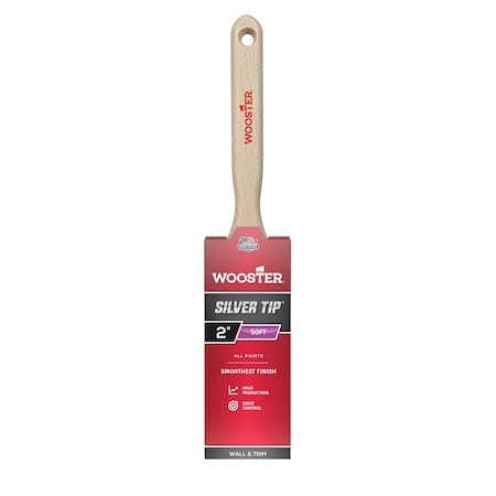2" Flat Sash Soft, Silver CT Polyester Bristle, Paint Brush, Wood Handle