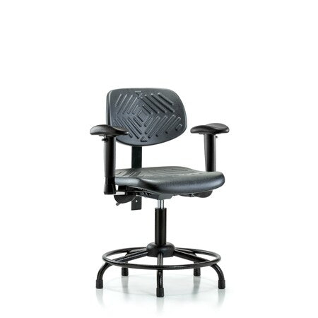 Desk Chair Desk Chair,Med,Poly,Bk.RT,AA Glides, Adjustable Arms, 17"" to 22"" Height, Black; Blue