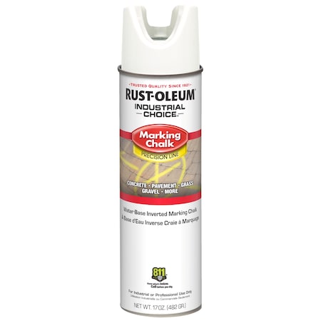 Inverted Marking Chalk Aerosol, 17 oz, White, Water-Based