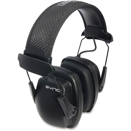 Sync Stereo Over-the-Head Electronic Ear Muffs, 25 dB NRR, Rigid, Black