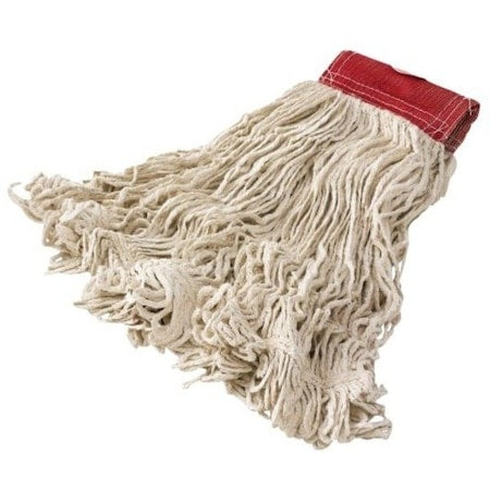 5 in String Wet Mop, 18 oz Dry Wt, Side Gate Connection, Looped-End, White, Cotton, PK6