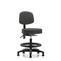 Vin Stool with Back-Medium Bench Ht with Black Foot Ring and Stat Glides in Charcoal Trailblazer Vin