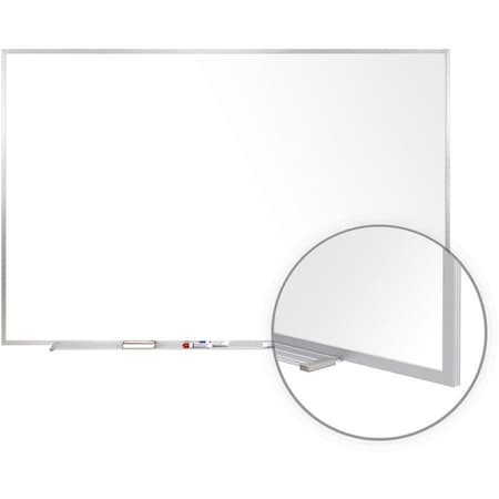 Dry Erase Board, Porcelain, 36 1/2 in, 48 1/2 in, Aluminum Frame, White, Matte
