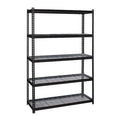 2300 Riveted Steel Wire Deck Shelving 5-Shelf Unit, 18" D x 48" W x 72" H, Black
