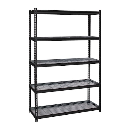 2300 Riveted Steel Wire Deck Shelving 5-Shelf Unit, 18" D x 48" W x 72" H, Black