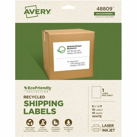 EcoFriendly Recycled Shipping Label, PK10