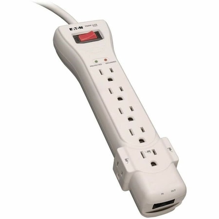 Power Strip, Surge, 5-15R, 5-15P, 7 ft., Light Gray
