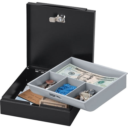 CashBox,Black,Steel,2-1/8inH,6-3/4inW