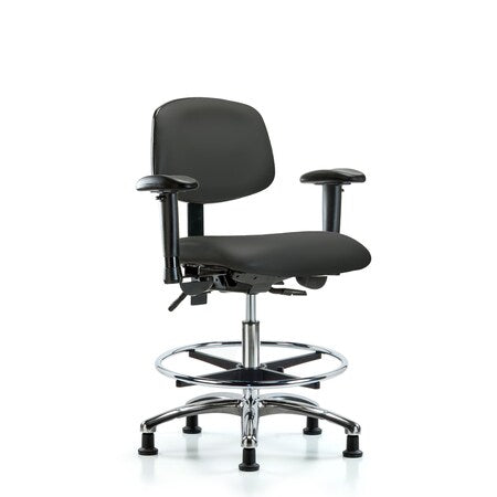 Medium Bench Chair Chair, Vin, Med Ben, Chr Tilt AA CF Gld, Gry, Adjustable Arms, 22" to 29" Height