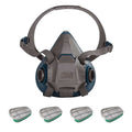 Low Maintenance Half Mask Respirator Kit: Includes 4 Chemical Cartridges, Green Color, Bayonet, M